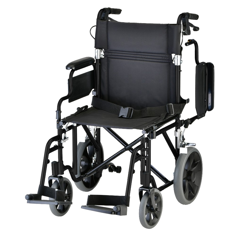Transport Chair- 19 Inch Lightweight Black